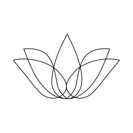Stylized lotus. Lotus flower for a logo. Black white raster illustration. Tattooの写真素材
