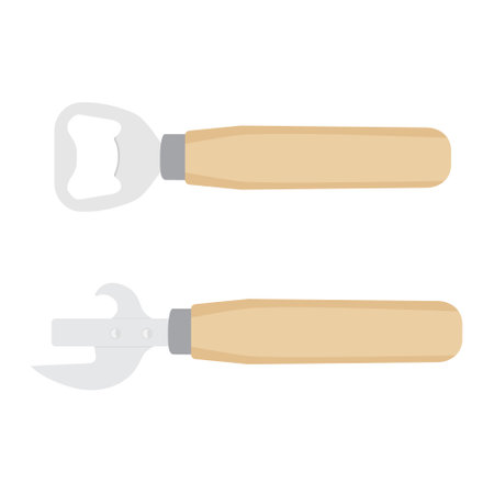 Classic shape beer bottle and can openers isolated on white background. Vectorのイラスト素材