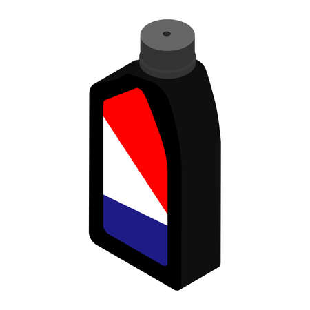 Plastic canister bottle with engine motor car oil. Isometric view. Isolated on white background. Vectorのイラスト素材