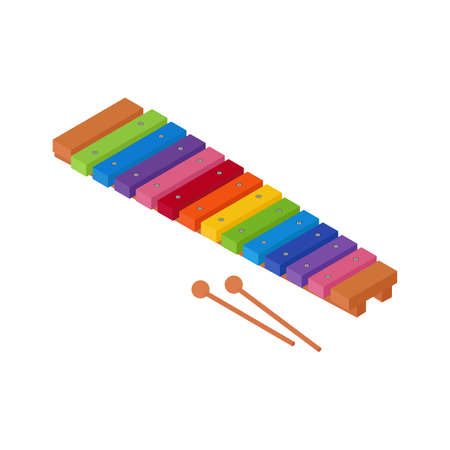 Colorful xylophone toy isolated on white background. Isometric view. Vectorのイラスト素材