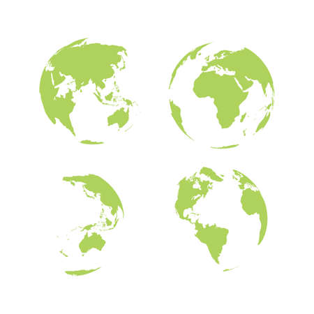Earth globe set isolated on white background, vector. Globe world mapのイラスト素材