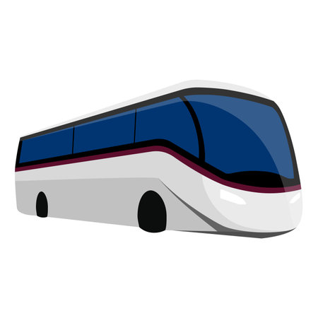 White city bus vector isolated icon, tourist bus, commercial busのイラスト素材