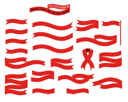 Set of Ribbons. Ribbon elements,label. Vintage. Modern simple ribbons collection. Vector illustration.のイラスト素材