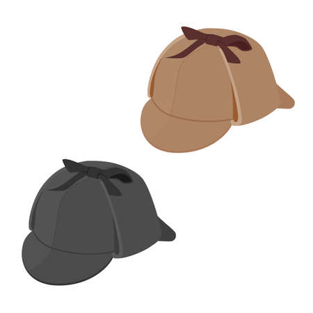 Detective   hat vector isolated on white background. Deerstalker hatのイラスト素材