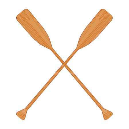 Two wooden crossed oars raster isolated. Rowing oars. Boat oar. Water sportの写真素材