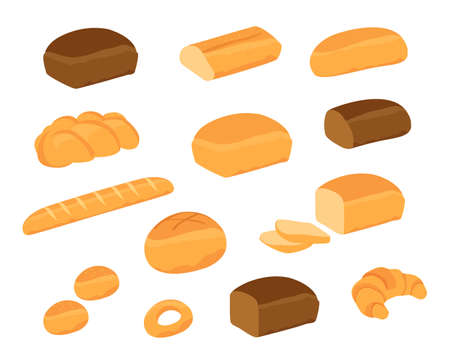 Set raster bread icons for design menu bakery.の写真素材