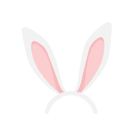 Easter bunny ears mask vector illustration. Ostern rabbit ear spring hat isolated on white backgroundのイラスト素材