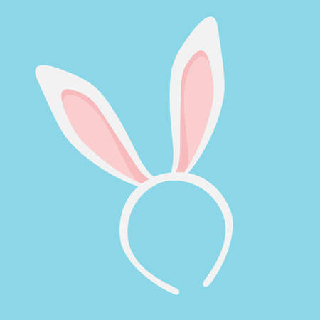 Easter bunny ears mask vector illustration. Ostern rabbit ear spring hat isolated on blue backgroundのイラスト素材