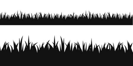 Panoramic seamless grass silhouette for design isolated on white background.のイラスト素材