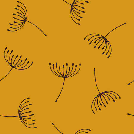 Flying dandelion seeds vector seamless pattern, background.のイラスト素材