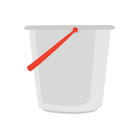 Plastic bucket for household cleaning and home washing. Plastic bucket, pail and container with handle, household equipment. Isolated vector cartoon illustration.のイラスト素材