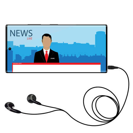 Watching news on smartphone mobile phone. Vectorのイラスト素材