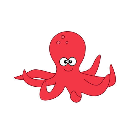 Cute cartoon octopus isolated on white backgroundの写真素材