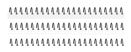 Notebook spirals, wire steel ring bindings and springs for calendar, diary, notepad, document cover or booklet sheets, metal stitch isolated on white background. Vector illustration, setのイラスト素材