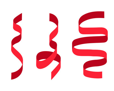 Red rolled ribbon isolated on white background. Vector illustration.のイラスト素材