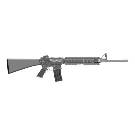 M-16 rifle isolated on white background. Weapon collection. Vectorのイラスト素材