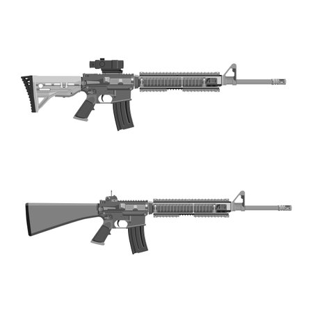 M-16 rifle isolated on white background. Weapon collection. Vectorのイラスト素材