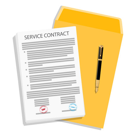 Service contract document, file folder and fountain penのイラスト素材