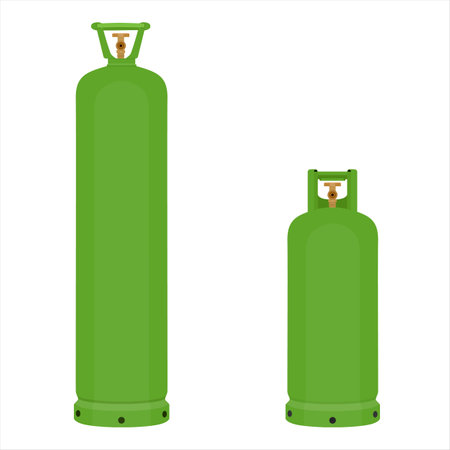 Gas cylinder tank. Lpg propane bottle icon container. Oxygen gas cylinder canister fuel storage. Icon setの写真素材