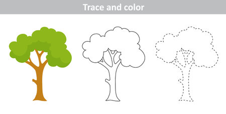 Trace and color. Tree. Vector illustration for kidsのイラスト素材