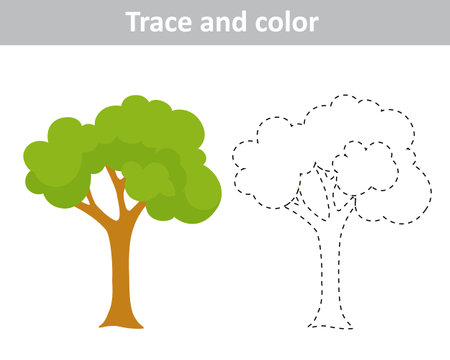 Trace and color. Tree. Vector illustration for kidsのイラスト素材