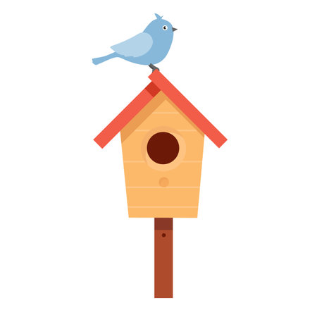 Birdhouse with a bird on the roofのイラスト素材