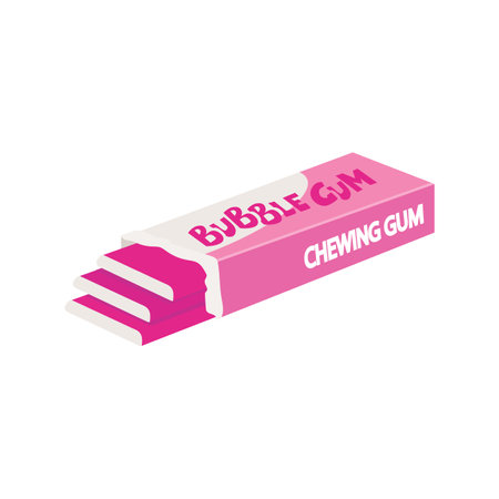 Pink chewing bubble gum pack isolated on white background. Vector illustrationのイラスト素材