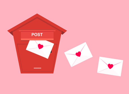 Mailbox with love letters. Valentine day 14 february concept. Vectorのイラスト素材