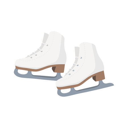 White female figure skates isolated on white background. Winter sport. Ski mountain resort. Vectorのイラスト素材