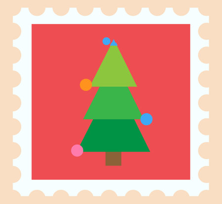 Christmas stamp. Merry Christmas postmark with christmas tree. Vectorのイラスト素材