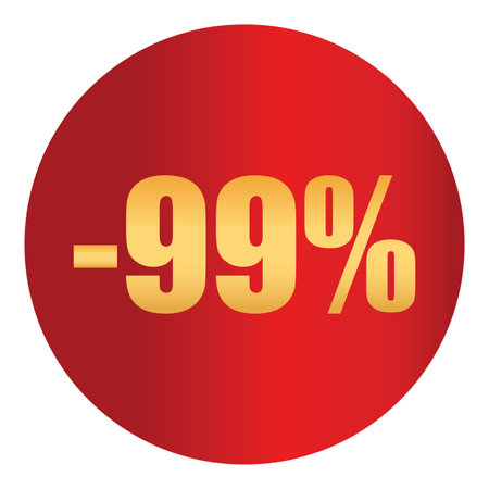 Discount sticker 99% percent. Vector badge for sale, clearance, promotion, marketing, retail,...