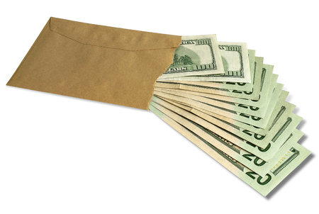 Dollars in an envelopeの写真素材