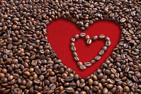 Valentine coffee beansの写真素材