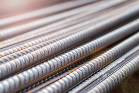 Reinforcing steel bar background, shallow depth of field.の写真素材
