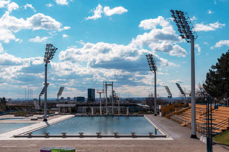 Empty outdoor pool in the city. Sport and recreation concept.の写真素材