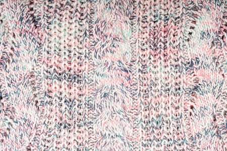Melange woolen knitted sweater fabric, texture, background.の写真素材