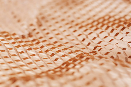 Sliced brown paper for packaging. Using recyclable materials concept. Background, texture.の写真素材