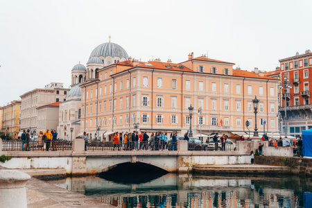 Trieste Italy - 30 march 2024: View of beautiful city Trieste with Canal Grande, Italy.