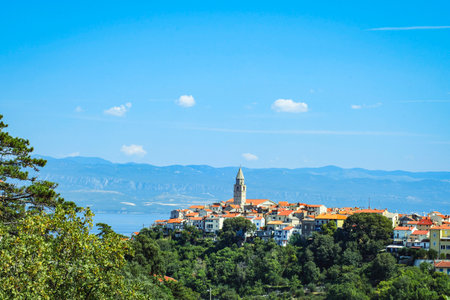Cityscape of village of Vrbnik, Croatia, located on Krk islandの写真素材