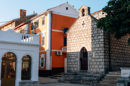 Old stone church in town of Omisalj, Krk island, Croatiaの写真素材