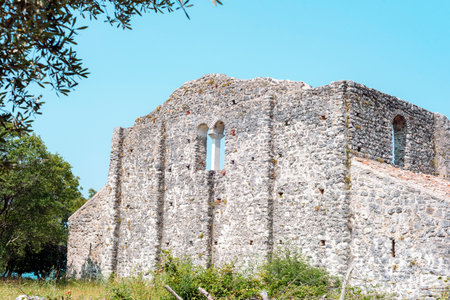 Old Roman antique site Fulfinium Mirine near Omisalj, Krk island, Croatiaの写真素材