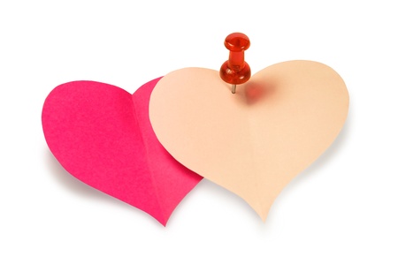 two paper heartsの写真素材