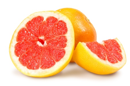 grapefruit close up isolated on white backgroundの写真素材