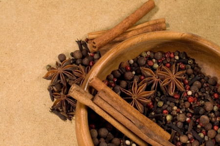 kground of spices : cinnamon, allspice , and star aniseの写真素材