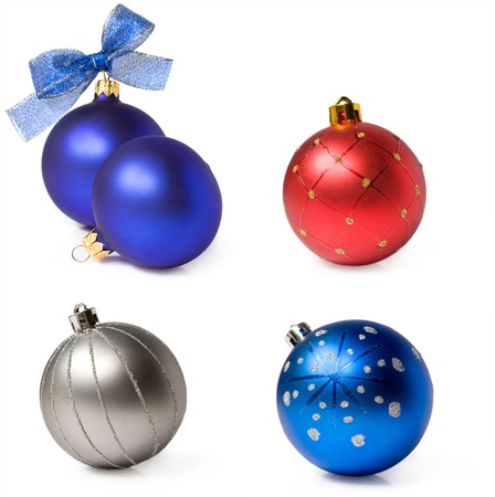 set of Christmas balls isolated on whiteの写真素材