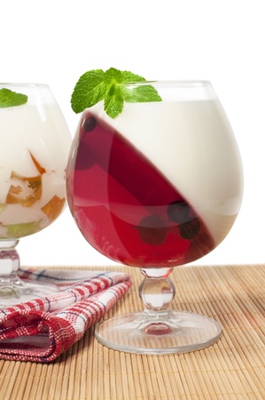 jelly dessert with berries and mint
の写真素材