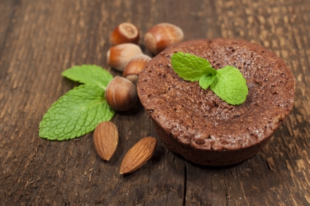 Chocolate cake with hazelnuts and almonds
の写真素材