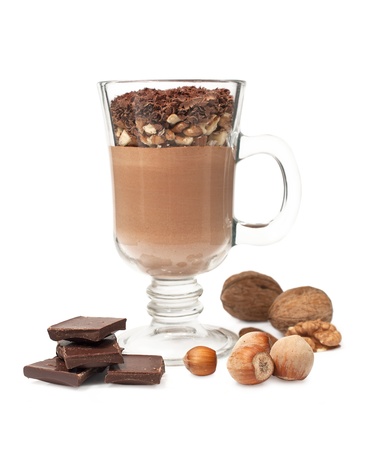 chocolate mousse with nuts over white
の写真素材