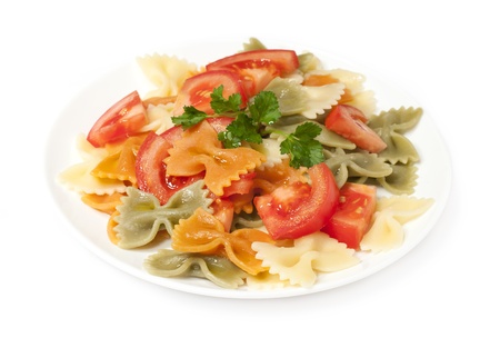 farfalle with tomatoes and olive oil on white
の写真素材
