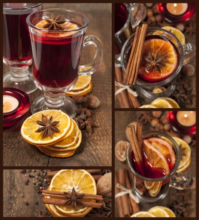 mulled wine with star anise, cinnamon and dried oranges
の写真素材